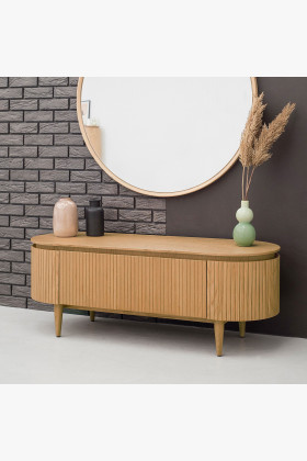 TV-Kommode Eiche natur 140x50x50 cm abgerundet